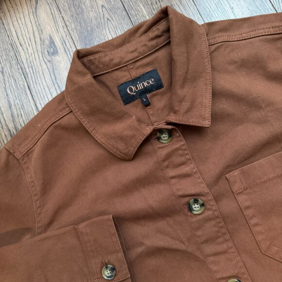 Quince Women's Comfort Stretch Brown Rust Chore Jacket SZ L Organic Cotton NWOT - Picture 5 of 12